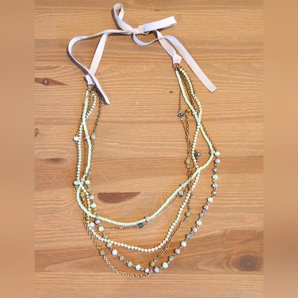 Beautiful turquoise and ribbon layering necklace